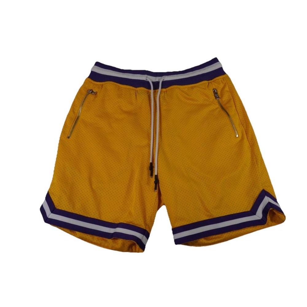 Los Angeles Lakers Shorts Mens Large Yellow Just Don Basketball Drawstring Waist